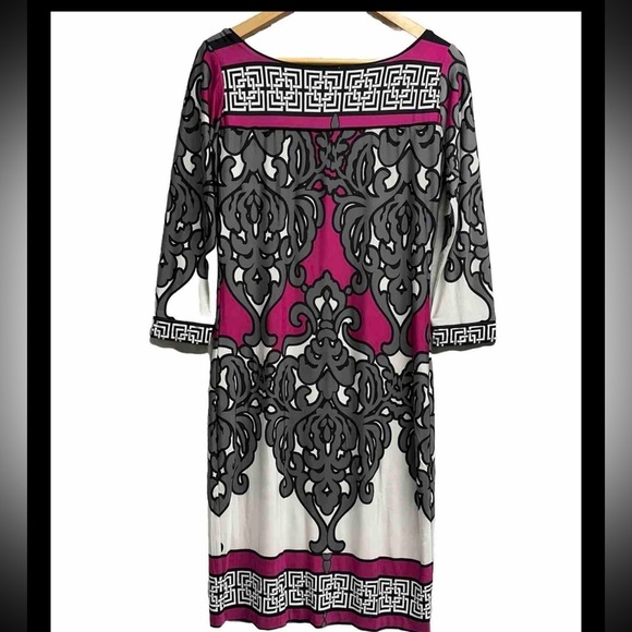 Analili Women's‎ Fuchsia Size S Dress Length 37.5" BAROQUE PRINT Lined - Picture 1 of 11